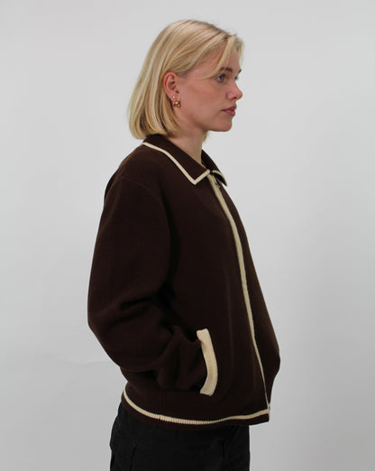 contrast tobacco cardigan