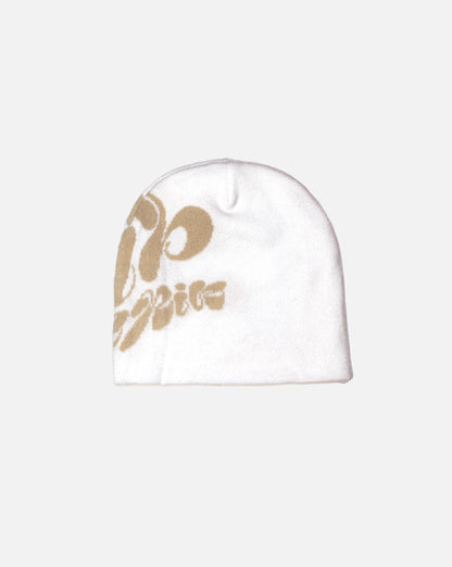 white "ff" beanie